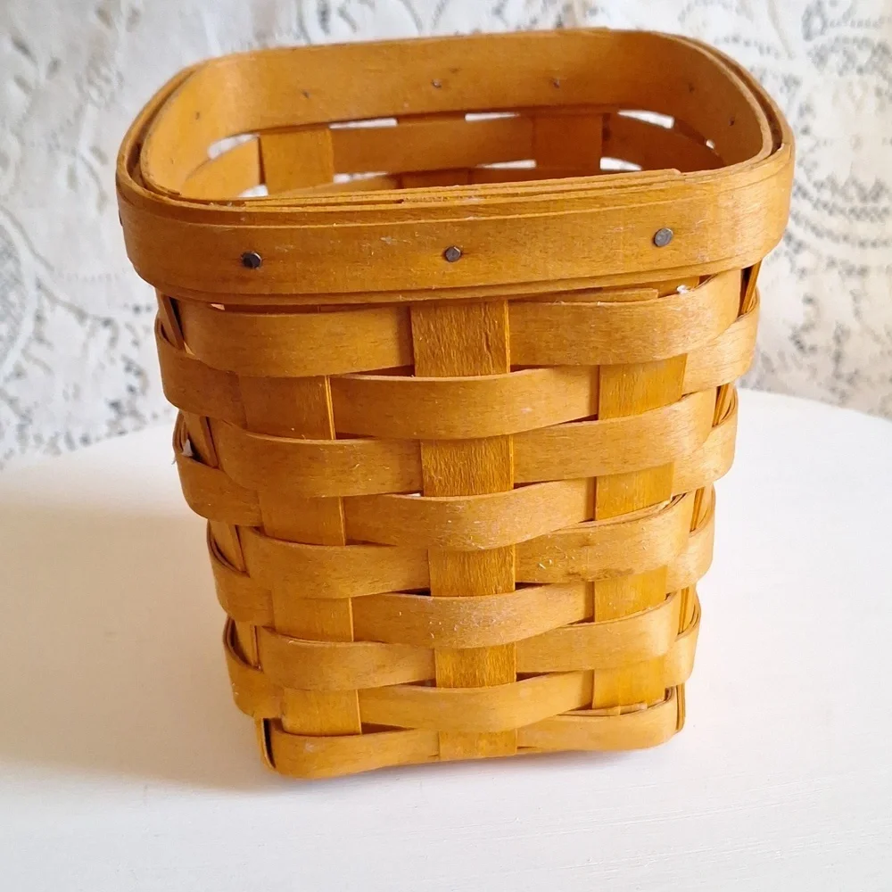 Vintage Longaberger Basket Signed, Flower Basket, Small Storage
